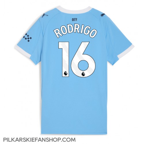 Koszulka piłkarska Manchester City Rodri Hernandez #16 Strój Domowy dla kobiety 2025-26 tanio Krótki Rękaw Koszulka piłkarska Manchester City Rodri Hernandez #16 Strój Domowy dla kobiety 2025-26 tanio Krótki Rękaw